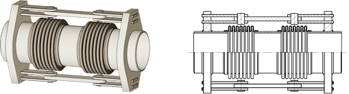 Double hinged expansion joint with pipe ends