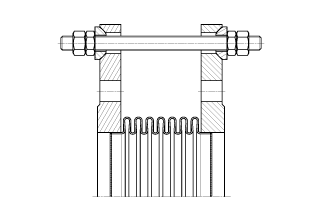 Lateral expansion joint with fixed flanges
